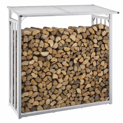 Beckmann Kaminholzregal aussen Holzlager wetterfest Holzunterstand KHM [Metall] 201 x 104 x 199 cm I Brennholzregal außen I Brennholzlager I Holzaufbewahrung outdoor I Holzständer I Holzstapelhilfe