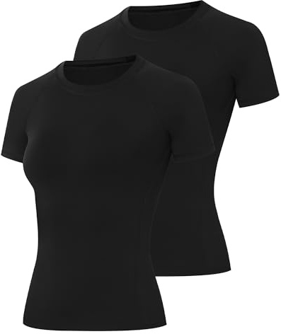 ELIRAVO Kompressionsshirt Damen Kurzarm, Sportshirt mit Raglanärmeln, Atmungsaktives Funktionsshirt Schnell trocknend, Sport T-Shirt für Fitness Gym Laufen Yoga