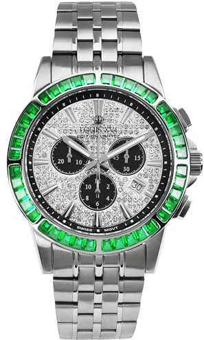 LOUIS XVI Majesté Iced Out 1139 - Ø43 mm - Herren Uhr - Wasserdicht - Mit Saphirglas - Armband Silber - Zifferblatt CZ-Diamanten - Schweizer Quarzwerk