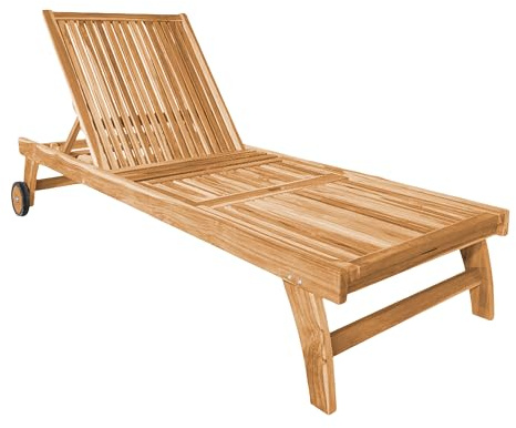 AXI Wayne Gartenliege mit Rollen aus Teak Holz | Teakholz Sonnenliege mit Verstellbarer Rücklehne - 4 Positionen | Sonnenbett/Liege Fahrbar für Draußen/Garten