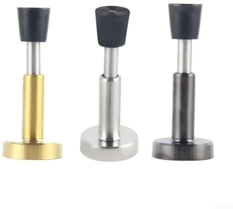 Self Door Stoppers, 2-Pack Hydraulic Door Bumper with Silicone Tip, Stainless Steel Wall Protector for Heavy Wood Glass Doors, Noise Reduction, Silver, 1.77x1.77x3.94 Inches(gold)