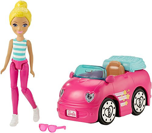 Barbie Mattel FHV77 On The Go Doll (Blonde) and Vehicle (Pink)