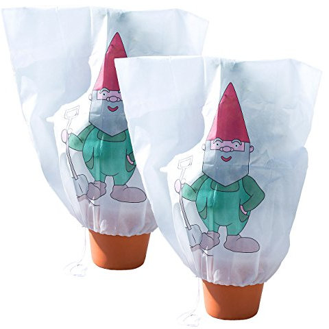 infactory Pflanzen Abdeckhauben: 2er-Set Winterschutz-Haube Gartenzwerg für Pflanzen, 110 x 120 cm (Pflanzenhüte, Schutzsäcke für Pflanzkübel, Winter)