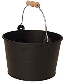 Sauna Aufgusskübel/Saunaeimer schwarz Stahlblech Bügelgriff