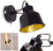 Wandleuchte Safari, verstellbare Wandlampe aus Metall in Schwarz/Gold, 1-flammig, 1 x E14-Fassung, Wandspot im Retro/Vintage Design, ohne Leuchtmittel