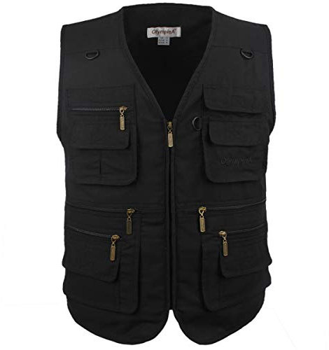 LUSI MADAM Gilet de pêche multi-poches en popeline pour homme