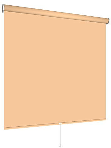 Springrollo Mittelzugrollo Schnapprollo viele Größen und Farben Montage Träger Metall Rollo Vorhang Blickdicht lichtdurchlässig Fenster Sonnenschutz Sichtschutz Blendschutz (200 x 180 cm, Sand)