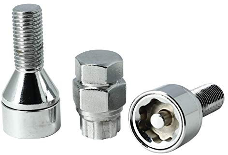S SUMEX Juego de 4 Tornillos Antirrobo Premium de 12x1.25 L28 Acerados con Cabeza Rotativa Anti Mordazas con 2 Llave de Tulipa con 7 Puntas Redondas