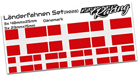 8er Set Länderaufkleber Fahne Länderfahne Flagge Wetterfest RC Car Auto Motorrad Sticker Fahrrad Aufkleber Modellbau R028 (Denmark)