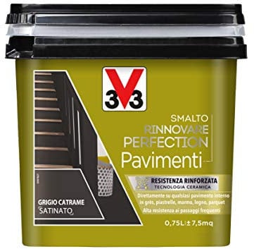 V33 Smalto Rinnovare Perfection Pavimenti Grigio Catrame Satinato 0,75 L