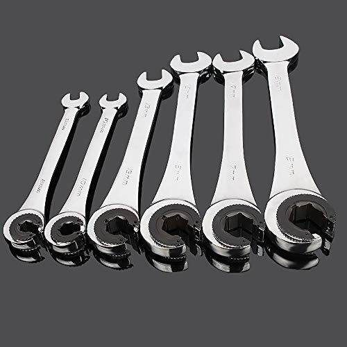 Clé à cliquet à double extrémité ouverte, 17 mm, clé à cliquet évasée polie miroir, ensemble de clés à cliquet à tête fixe en acier au chrome vanadium