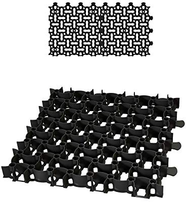 BigDean 2 Rasengitter Paddockplatte 50x50 cm Reitplatzmatten 0,5m² schwarz | Rasenmatten Rasenwaben Kiesgitter Parkplatzrasen extrem Robust bis 16 Tonnen belastbar