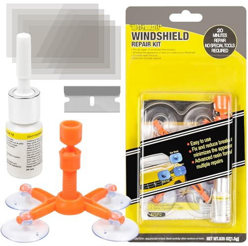 DISTANCEE Windscreen Repair Kit, Car Windscreen Crack Repair Kit with Durable Resin, Fix Auto Windscreen Glass Cracks, Chip, Bulls Eye, Star Break, Half Moon