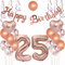 Geburtstagsdeko 25 Rosegold - Luftballons und Dekoration für 25. Geburtstag - Set für Mädchen und Frau