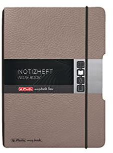 herlitz 50033799 Notizheft flex, A6, 40 Blatt, punktiert, Lederoptik in taupe, 1 Stück