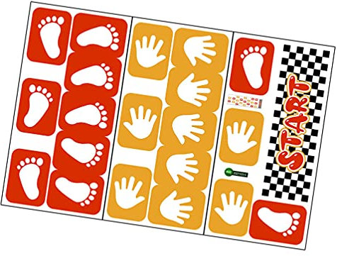 Angoily 3Pcs Kinder Boden Aufkleber Footprint Aufkleber Handabdruck Fußabdruck Decalss für Kinder Baby Nursery Zimmer Klassenzimmer Boden Treppen Decor