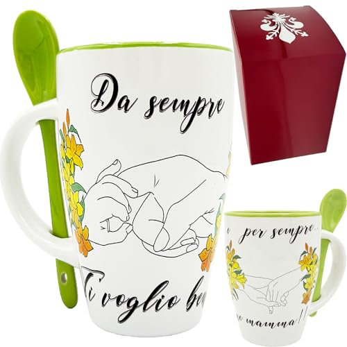 NAREG-Tazza in ceramica con cucchiaino in Scatola Regalo per la mamma, come regalo mamma compleanno, Festa della Mamma, idee per regali originali, Regali di Pasqua Mamma, regali utili per la mamma.