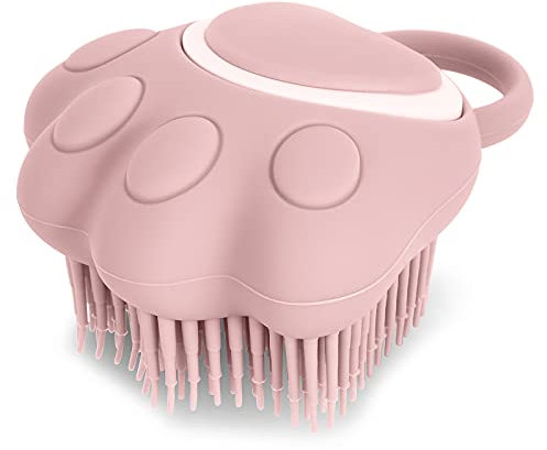 Molain Brosse de bain pour chien et chat - Brosse de toilettage en caoutchouc de silicone - Brosse de massage pour chiot - Brosse de nettoyage pour poils - Distributeur de shampooing doux (forme de