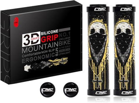 Chooee Puños de Silicona para Bicicleta MTB puños para Manillar de montaña Grips 3D-BKL