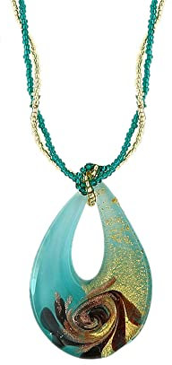 Venetiaurum - Collier pour Femme avec Pendentif Goutte en Verre Original de Murano et Argent 925 - Bijou Certifié Made in Italy