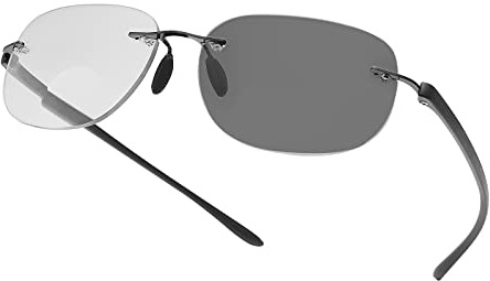 MIRYEA Randlos Photochrome Bifokale Sonnenbrille Uebergang Lesebrille Blau Licht Blockieren Computer Brillen UV400 Schutz Gläser