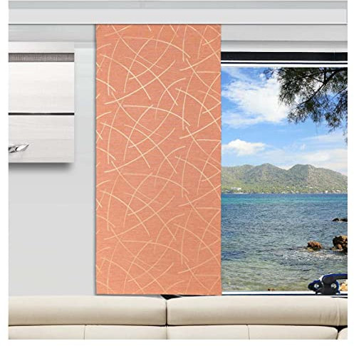 SeGaTeX home fashion Flächengardine Wohnwagen-Dekopaneele Talisa Kupfer-Gold Caravan-Gardine orange mit Glanz-Streifen Fertigung nach Maß Höhe 40-80 cm, Breite wählbar