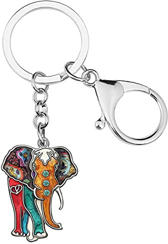 DALANE Emaille-Legierung Afrikanischer Elefant Schlüsselanhänger Schlüsselring Tiere Schmuck Elefant Geschenke für Damen Mädchen (Multi)