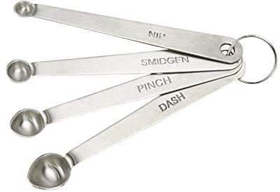 Crapyt Measuring Spoons Set Stainless Steel 4 PCS Mini Heavy Duty Kitchenware Home Restaurant Silver Nip Smidgen Pinch Dash Kitchen Tools Tablespoon Teaspoon