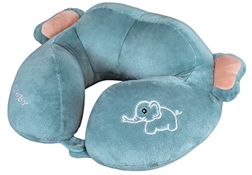 Reisekissen Nackenkissen Kinder Nackenhörnchen Karikatur Tier Schlafkissen Nackenstützkissen für Kinder und Erwachsene, Reisen im Auto Flugzeug Zug (Elefant)