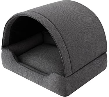 Hundebett, Stoffhundehaus, Katzenhöhle, Hundehütte, Hundekorb, Hundeliege, Schlafplätze, Möbel für Tiere, Hundesofa, Anthracite, XL: 82x58 cm