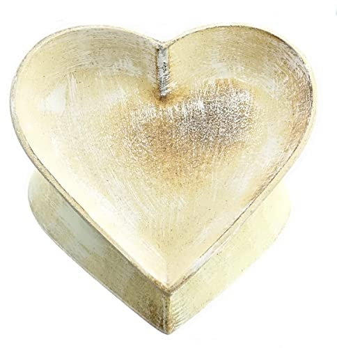 Kaemingk Schale in Herzform Beige-Braun 21 x 21 cm - Holz