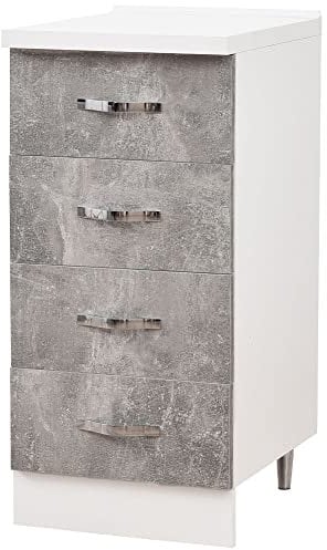 Shally Dogan Base Cajonera para Cocina, Mueble con 4 cajones de Madera, Color Gris, hormigón, M
