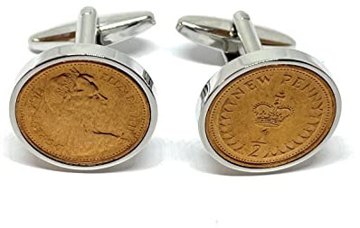 1973 Manschettenknöpfe zum 51. Geburtstag/Jahrestag, versilbert, Halb Penny, Half Pence Münze Geschenke zum 71. Geburtstag für Herren