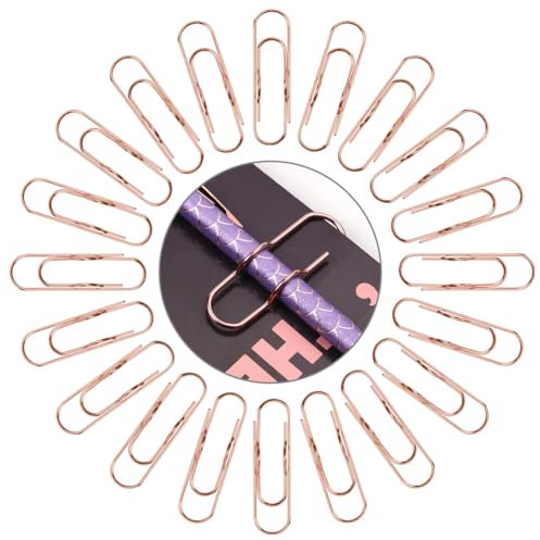 OFFCUP Metall Stift Clip, 20PCS Büroklammerhalter Stiftclips, Stift Clip Assistent für Notizbuch Edelstahl-Klipp Stifthalter passt fast jede Stiftgröße Zwischenablage, Notizbuch, Tagebücher(Roségold)