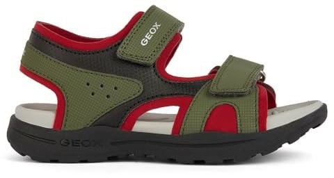 Geox J VANIETT Boy C Sandal, Military/RED, 33 EU