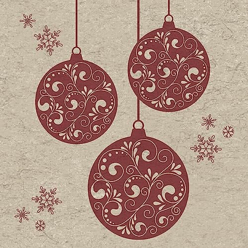 25 Servietten Weihnachten Kugeln mit Ornamente als Tischdeko. Papierservietten mit Motiv. Aus recyceltem Material ökologisch und nachhaltig 33x33cm