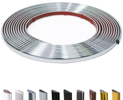 JSIWOTH 8M Moulure Adhésive Flexible – Baguette de Finition Étanche pour Mur, Carrelage, Encadrement de Fenêtre, Dosseret, Décoration Intérieure