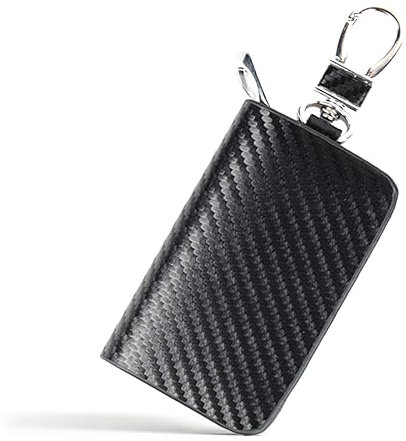 XPEX 1 Stück Leder Schlüsseletui, Autoschlüssel Tasche,Auto Schlüsseltasche Kunstleder Schlüsselmäppchen Tragbares Autoschlüssel Hülle Mit Reißverschluss Für Damen Herren(Kohlefaser-Stil)