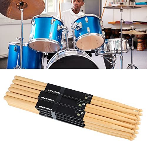 Bacchette per batteria 7A, robuste portatili 12 paia senza intoppi 7A Bacchette per batteria in legno di acero antiscivolo per esercitarsi