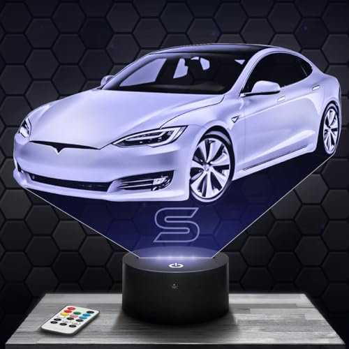 Nachttischlampe Auto T Model S deko Supercar Tuning. Geschenkidee Mann objekt Auto T Model S Nachtlicht Erwachsene deko Zimmer. Weihnachten