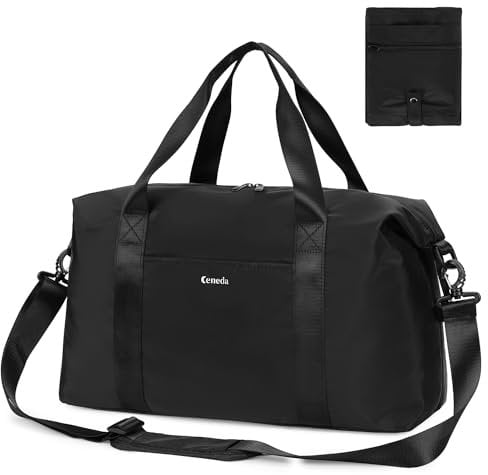 Easyjet Cabin Bag 45x36x20 Foldable Travel Duffel Bag 30L Under seat Carry on Hand Luggage Bag Waterproof Weekend Overnight Bag for Women and Men with Detachable Shoulder Strap(Black)