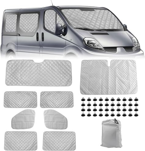 8 Stück Wohnmobil Windschutzscheibe Sonnenschutz Ersatz für 2015-2024 Renault Trafic SWB, Sonnenschutz für Frontscheibe mit Aufbewahrungstasche, 100% Okklusion