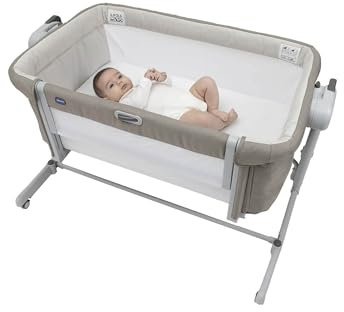 Chicco Next2Me Magic Evo Baby-Kinderbett, kompatibel mit verschiedenen Betten, Schaukelmodus, verstellbare Höhe, Schiebebarriere, 4 Räder, Gute Luftzirkulation, Matratze und Tasche, 0-6 m