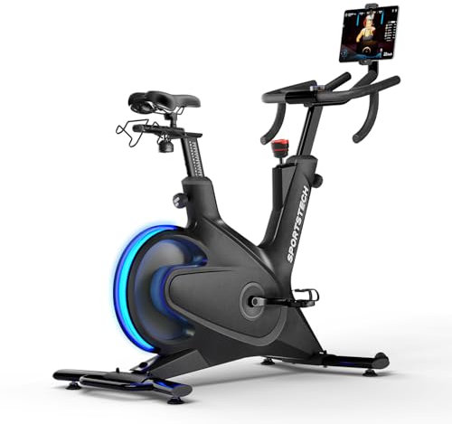 Sportstech sBike Lite - Smartes Heimtrainer Fahrrad mit LED + App mit Live & On-Demand Kursen und 360° Tablet-Halterung für Full Body Workout - (sBike Lite + Jahresabo Sportstech Live)