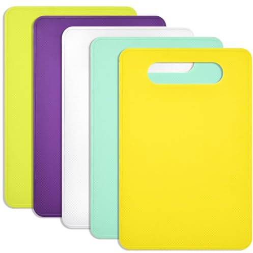 Fahibin 5pcs Tagliere in Plastica, Taglieri Flessibile Colorati, Tagliere da Cucina in Plastica, per pesce, carne, verdure, frutta, BPA, 29 x 19 x 0,2 cm