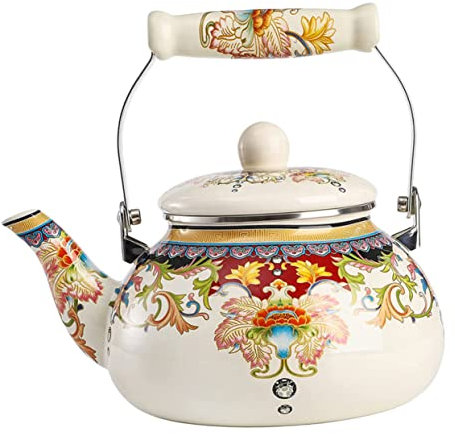 1pc Tetera Tetera de metal Esmalte Tetera Tetera Tetera de cerámica Tetera de porcelana Tetera de hojas sueltas Estufa de cerámica Tetera for estufa de gas Superficie lisa Hervidor de agua hirviendo M