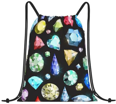 EgoMed Kordelzug-Rucksack, Rucksack-String-Tasche, Sport-Cinch-Sackpack, String-Tasche, Turnbeutel, Farbiges Edelsteinmuster