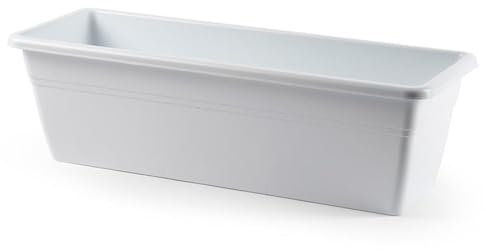 AC - Jardinera de plástico sin Plato - 50 cm - Modelo PLFT - Forma Rectangular - Ideal para Decorar tu casa y jardín - Fabricada en España - Color Blanco