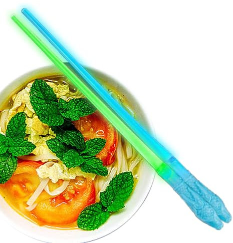 Los palillos se iluminan para niños, los palillos se iluminan - Palillo seguro reutilizable con luz LED - Palillos de calidad alimentaria para comida china, tailandesa, vietnamita,