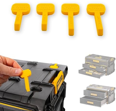 Rugged Tools Anti-Wobble Stabilising Push-in Inserts compatible with Dewalt Tough System 2.0 Drawer Tool Boxes (YELLOW, 2 PACK)